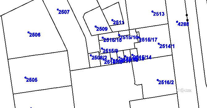Parcela st. 2515/10 v KÚ Vinohrady, Katastrální mapa