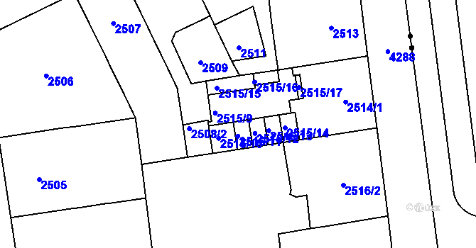 Parcela st. 2515/11 v KÚ Vinohrady, Katastrální mapa
