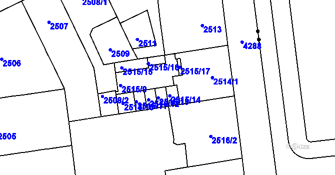 Parcela st. 2515/14 v KÚ Vinohrady, Katastrální mapa