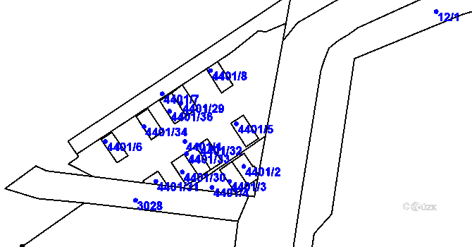 Parcela st. 4401/5 v KÚ Vinohrady, Katastrální mapa