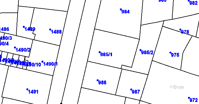 Parcela st. 985/1 v KÚ Vinohrady, Katastrální mapa