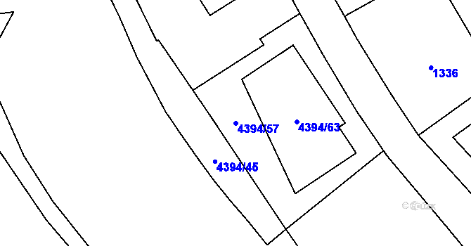 Parcela st. 4394/57 v KÚ Vinohrady, Katastrální mapa