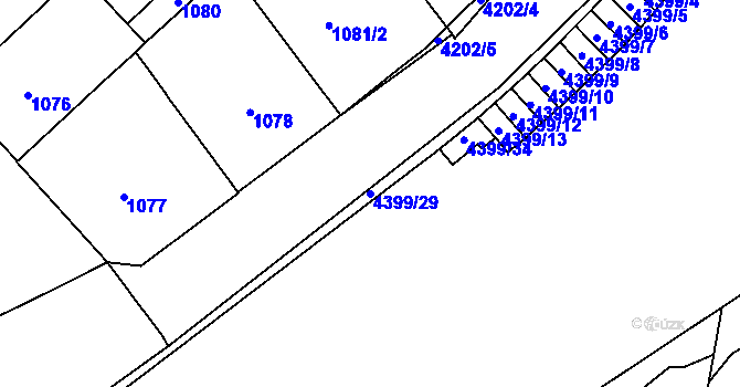 Parcela st. 4399/29 v KÚ Vinohrady, Katastrální mapa