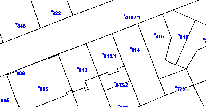 Parcela st. 813/1 v KÚ Vinohrady, Katastrální mapa