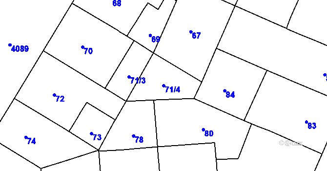 Parcela st. 71/4 v KÚ Vinohrady, Katastrální mapa