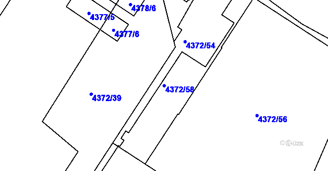 Parcela st. 4372/58 v KÚ Vinohrady, Katastrální mapa