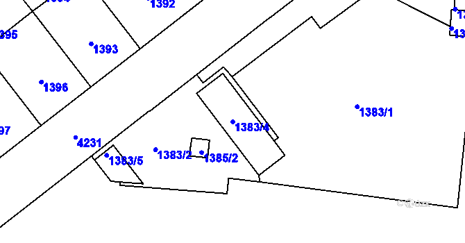 Parcela st. 1383/4 v KÚ Vinohrady, Katastrální mapa