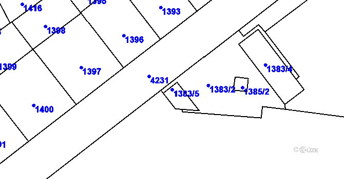 Parcela st. 1383/5 v KÚ Vinohrady, Katastrální mapa