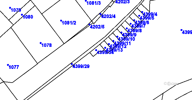 Parcela st. 4399/34 v KÚ Vinohrady, Katastrální mapa