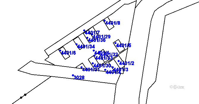 Parcela st. 4401/32 v KÚ Vinohrady, Katastrální mapa