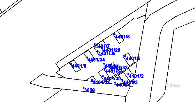 Parcela st. 4401/36 v KÚ Vinohrady, Katastrální mapa