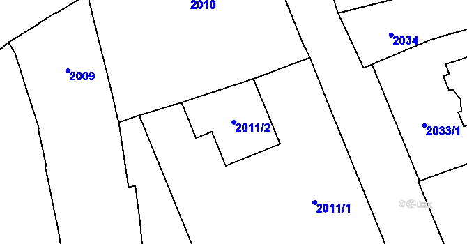 Parcela st. 2011/2 v KÚ Nové Město, Katastrální mapa