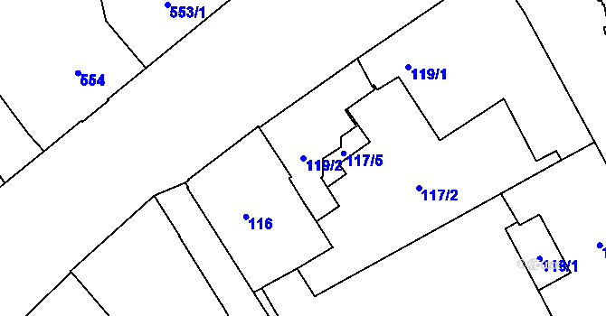 Parcela st. 119/2 v KÚ Nové Město, Katastrální mapa