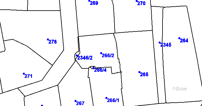 Parcela st. 266/2 v KÚ Nové Město, Katastrální mapa