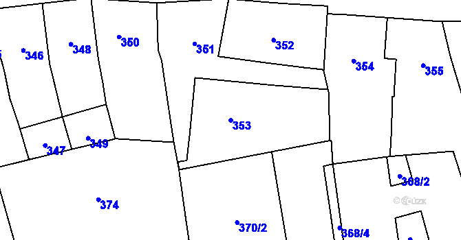Parcela st. 353 v KÚ Nové Město, Katastrální mapa
