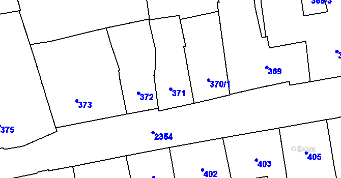 Parcela st. 371 v KÚ Nové Město, Katastrální mapa