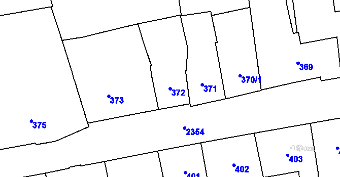 Parcela st. 372 v KÚ Nové Město, Katastrální mapa