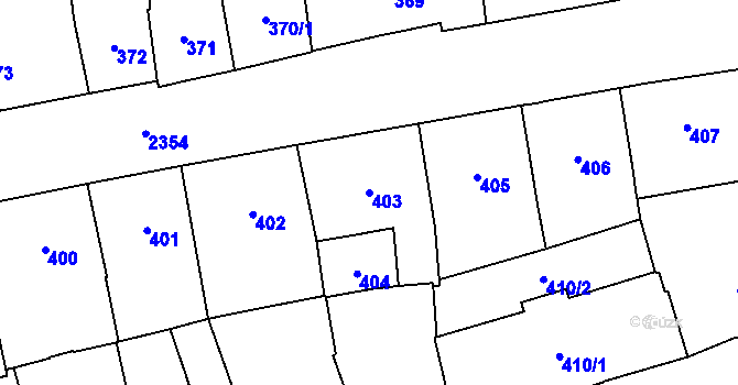 Parcela st. 403 v KÚ Nové Město, Katastrální mapa