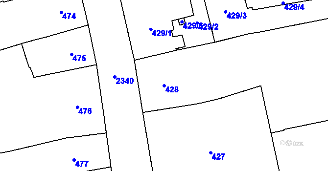 Parcela st. 428 v KÚ Nové Město, Katastrální mapa