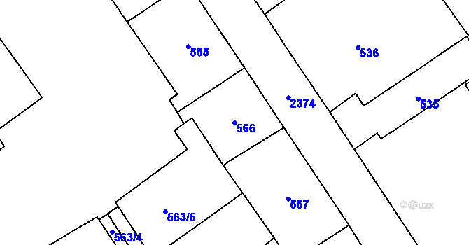Parcela st. 566 v KÚ Nové Město, Katastrální mapa