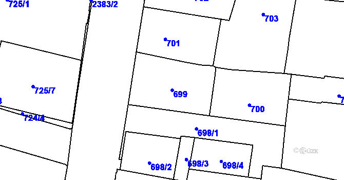 Parcela st. 699 v KÚ Nové Město, Katastrální mapa
