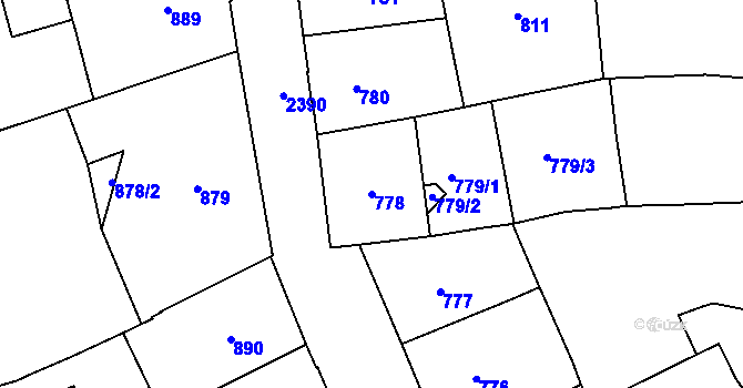 Parcela st. 778 v KÚ Nové Město, Katastrální mapa