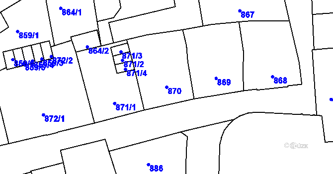 Parcela st. 870 v KÚ Nové Město, Katastrální mapa