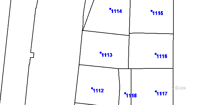 Parcela st. 1113 v KÚ Nové Město, Katastrální mapa
