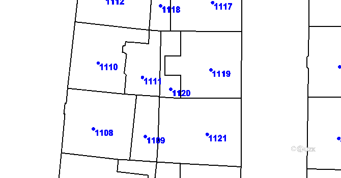 Parcela st. 1120 v KÚ Nové Město, Katastrální mapa