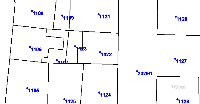 Parcela st. 1122 v KÚ Nové Město, Katastrální mapa