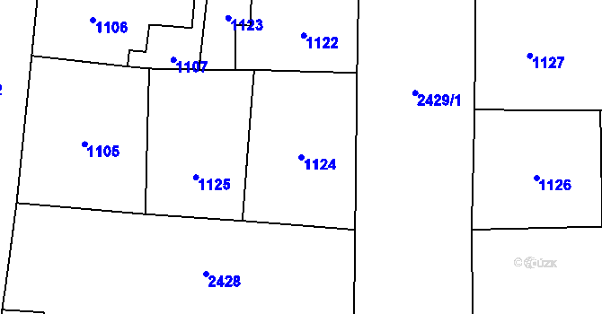 Parcela st. 1124 v KÚ Nové Město, Katastrální mapa