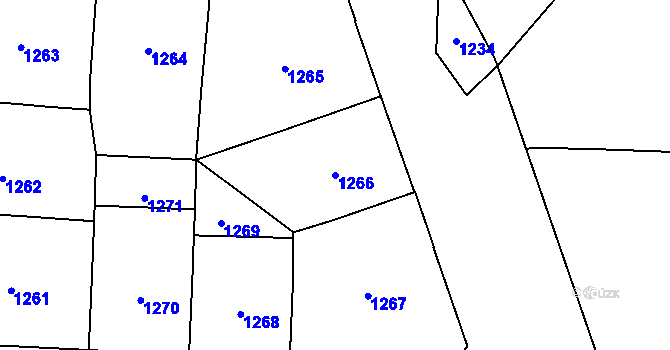 Parcela st. 1266 v KÚ Nové Město, Katastrální mapa