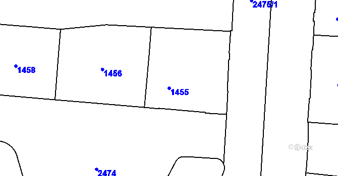 Parcela st. 1455 v KÚ Nové Město, Katastrální mapa