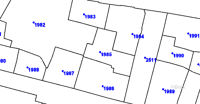 Parcela st. 1985 v KÚ Nové Město, Katastrální mapa