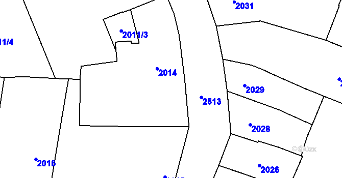 Parcela st. 2014 v KÚ Nové Město, Katastrální mapa