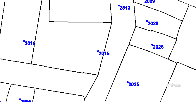 Parcela st. 2015 v KÚ Nové Město, Katastrální mapa