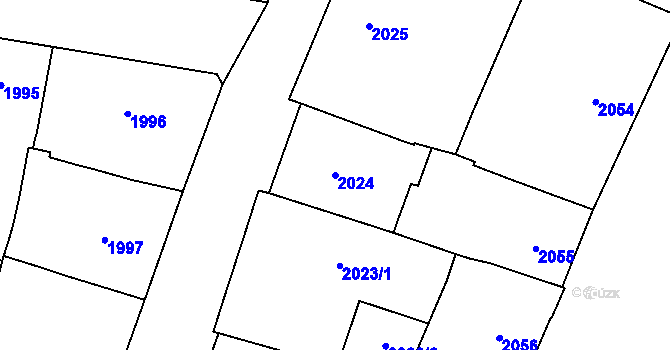 Parcela st. 2024 v KÚ Nové Město, Katastrální mapa