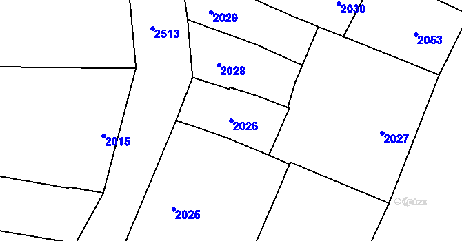 Parcela st. 2026 v KÚ Nové Město, Katastrální mapa