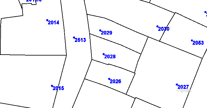 Parcela st. 2028 v KÚ Nové Město, Katastrální mapa