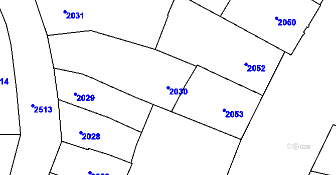 Parcela st. 2030 v KÚ Nové Město, Katastrální mapa