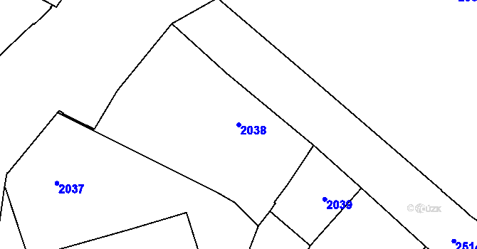 Parcela st. 2038 v KÚ Nové Město, Katastrální mapa