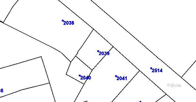 Parcela st. 2039 v KÚ Nové Město, Katastrální mapa