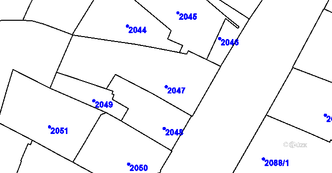 Parcela st. 2047 v KÚ Nové Město, Katastrální mapa