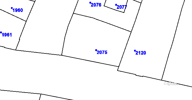 Parcela st. 2075 v KÚ Nové Město, Katastrální mapa