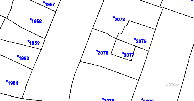 Parcela st. 2076 v KÚ Nové Město, Katastrální mapa