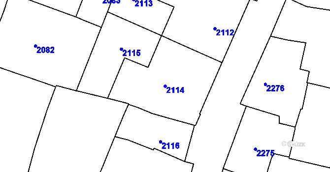 Parcela st. 2114 v KÚ Nové Město, Katastrální mapa