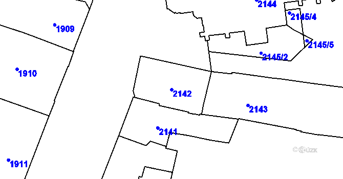 Parcela st. 2142 v KÚ Nové Město, Katastrální mapa