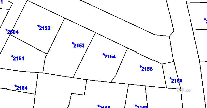 Parcela st. 2154 v KÚ Nové Město, Katastrální mapa