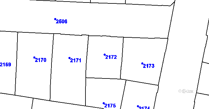 Parcela st. 2172 v KÚ Nové Město, Katastrální mapa