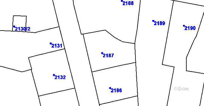 Parcela st. 2187 v KÚ Nové Město, Katastrální mapa